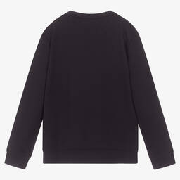 إEmporio Armani-سويتشيرت تينز ولادي قطن مودال جيرسي لون كحلي | Childrensalon Outlet