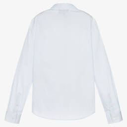 إEmporio Armani-قميص تينز ولادي قطن مقلم لون أبيض وأزرق | Childrensalon Outlet