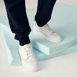 Emporio Armani-Teen Boys White Brogue Trainers | Childrensalon Outlet