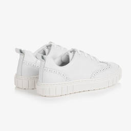 Emporio Armani-Teen Boys White Brogue Trainers | Childrensalon Outlet