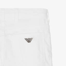 Emporio Armani-Teen Boys White Cotton Trousers | Childrensalon Outlet