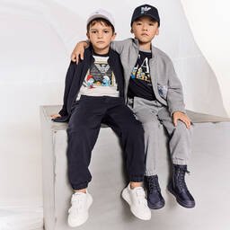 Emporio Armani-Teen Boys White Leather Velcro Trainers | Childrensalon Outlet