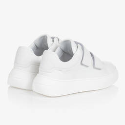 Emporio Armani-Teen Boys White Leather Velcro Trainers | Childrensalon Outlet