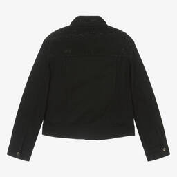 إمبوريو أرماني-جاكيت قطن دنيم مزين بديامنتي لون أسود | Childrensalon Outlet