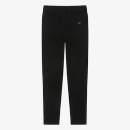 إEmporio Armani-جينز تينز بناتي قطن دنيم أسود مزين بديامنتي | Childrensalon Outlet