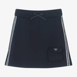 Emporio Armani-Teen Girls Blue Cotton Taped Skirt | Childrensalon Outlet