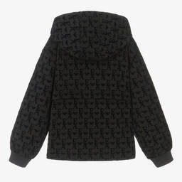 إEmporio Armani-توب هودي تينز بناتي قطن جيرسي لون أسود | Childrensalon Outlet