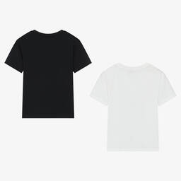 إEmporio Armani-تيشيرت قطن لون كحلي وعاجي تينز بناتي (عدد 2) | Childrensalon Outlet