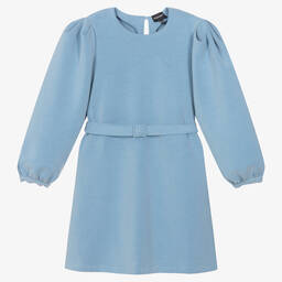 Emporio Armani-Teen Girls Blue Puffed Sleeve Dress | Childrensalon Outlet