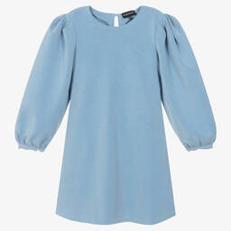 Emporio Armani-Teen Girls Blue Puffed Sleeve Dress | Childrensalon Outlet