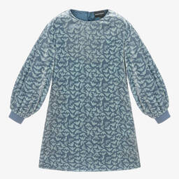 Emporio Armani-Teen Girls Blue Velvet Dress | Childrensalon Outlet