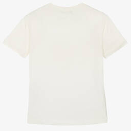 إEmporio Armani-تيشيرت قطن لون عاجي للمراهقات | Childrensalon Outlet