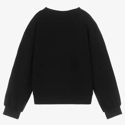 إEmporio Armani-سويتشيرت تينز بناتي مودال جيرسي لون أسود | Childrensalon Outlet