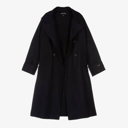 Emporio Armani-Teen Girls Navy Blue Wool Pea Coat | Childrensalon Outlet