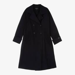 Emporio Armani-Teen Girls Navy Blue Wool Pea Coat | Childrensalon Outlet