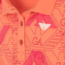 إمبوريو أرماني-فستان بولو بطبعة النسر قطن لون برتقالي | Childrensalon Outlet