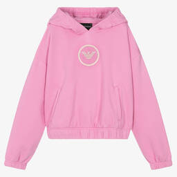 Emporio Armani-Teen Girls Pink Cotton Hoodie | Childrensalon Outlet