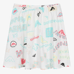 إمبوريو أرماني-تنورة قطن لون أبيض للمراهقات | Childrensalon Outlet