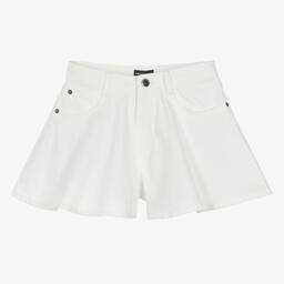 Emporio Armani-Teen Girls White Denim Flared Shorts | Childrensalon Outlet