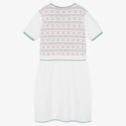 Emporio Armani-Teen Girls White Knitted Logo Dress | Childrensalon Outlet