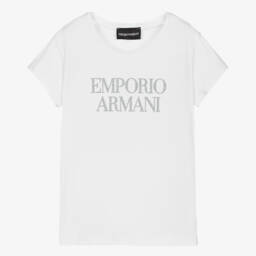 Emporio Armani-Белая футболка для подростков | Childrensalon Outlet