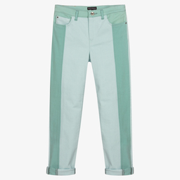 Emporio Armani-Зеленые джинсы с цветовыми блоками для подростков | Childrensalon Outlet
