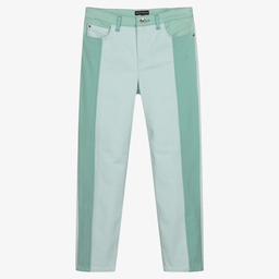 Emporio Armani-Зеленые джинсы с цветовыми блоками для подростков | Childrensalon Outlet