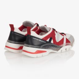 Emporio Armani-Teen White & Red Trainers | Childrensalon Outlet