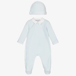 Emporio Armani-Velour Babygrow & Hat Gift Set | Childrensalon Outlet