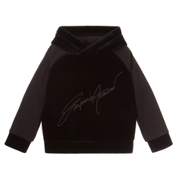 إمبوريو أرماني-سويتشيرت نيوبرين مخمل لون أسود للبنات | Childrensalon Outlet