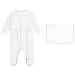 إمبوريو أرماني-بيبي غرو قطن لون أبيض وبيج للأطفال | Childrensalon Outlet