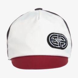 إمبوريو أرماني-كاب أطفال ولادي نايلون لون أبيض وكحلي وأحمر | Childrensalon Outlet