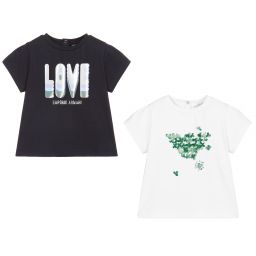 Emporio Armani-White & Blue T-Shirts (2 Pack) | Childrensalon Outlet
