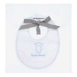 إمبوريو أرماني-مريلة قطن لون أبيض وأزرق للأطفال | Childrensalon Outlet