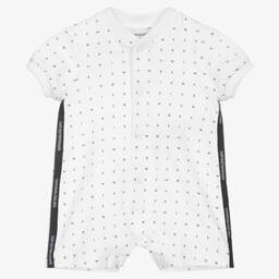 Emporio Armani-White Cotton Logo Baby Shortie | Childrensalon Outlet