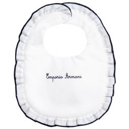 Emporio Armani-White Cotton Logo Bib | Childrensalon Outlet