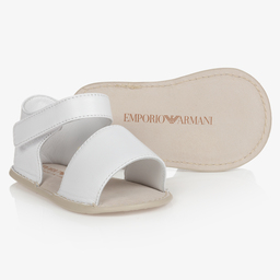 إمبوريو أرماني-حذاء جلد لون أبيض لمرحلة قبل المشي للأطفال | Childrensalon Outlet