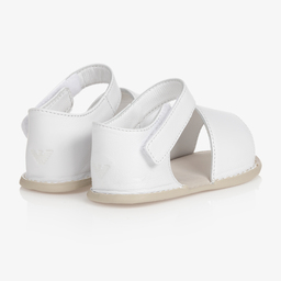 إمبوريو أرماني-حذاء جلد لون أبيض لمرحلة قبل المشي للأطفال | Childrensalon Outlet