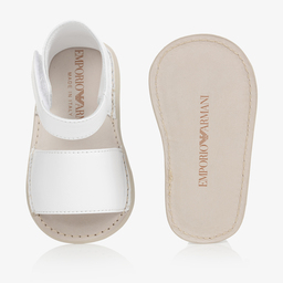 إمبوريو أرماني-حذاء جلد لون أبيض لمرحلة قبل المشي للأطفال | Childrensalon Outlet