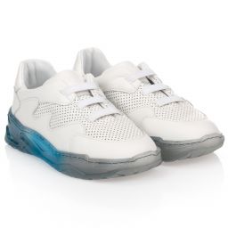 Emporio Armani-White Leather Trainers | Childrensalon Outlet