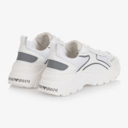 إمبوريو أرماني-ترينرز جلد لون أبيض | Childrensalon Outlet