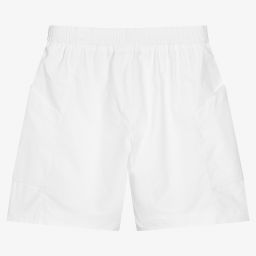Emporio Armani-White Logo Tape Cotton Shorts | Childrensalon Outlet