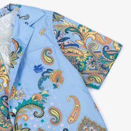 Etro-Рубашка с узором пейсли для мальчиков в лазурном цвете | Childrensalon Outlet