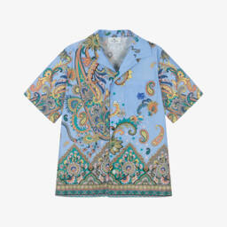 Etro-Рубашка с узором пейсли для мальчиков в лазурном цвете | Childrensalon Outlet
