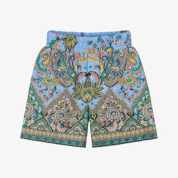 Etro-Шорты из хлопка с узором пейсли для мальчиков в лазурном цвете | Childrensalon Outlet