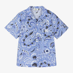 Etro-Boys Blue Floral Paisley Cotton Shirt | Childrensalon Outlet