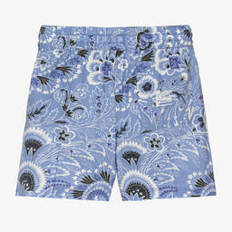 Etro-Boys Blue Floral Paisley Print Cotton Shorts | Childrensalon Outlet