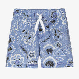Etro-Boys Blue Floral Paisley Print Cotton Shorts | Childrensalon Outlet