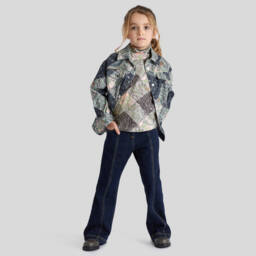 Etro-توب بياقة عالية بطبعة بيزلي قطن لون أخضر للبنات | Childrensalon Outlet