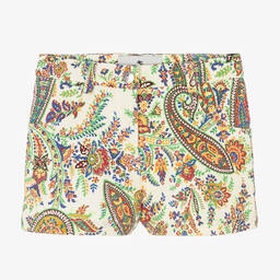 Etro-Girls Ivory Cotton Paisley Print Shorts | Childrensalon Outlet